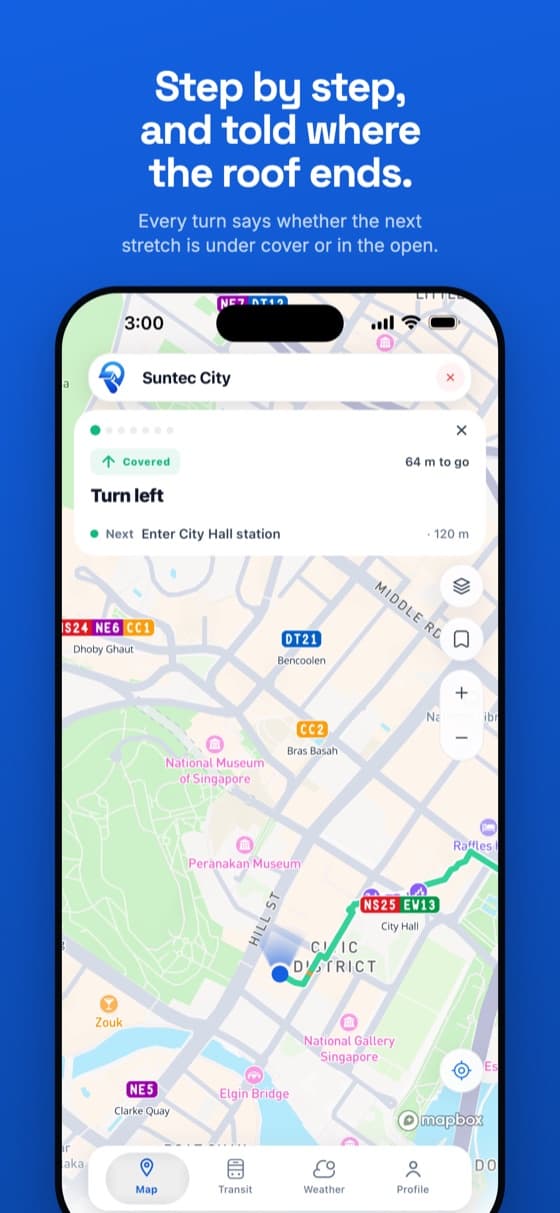 Step-by-step navigation that says where the roof ends